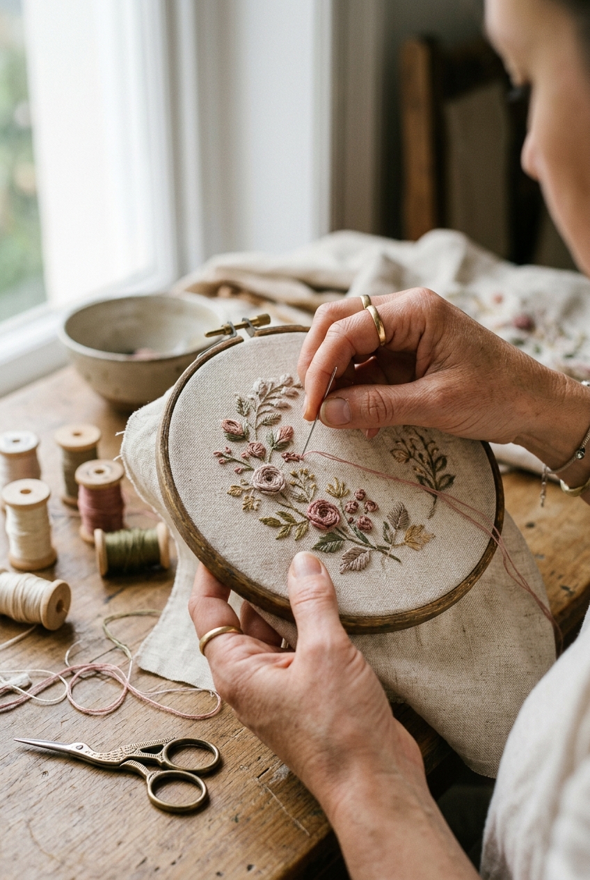Hand embroidery in progress
